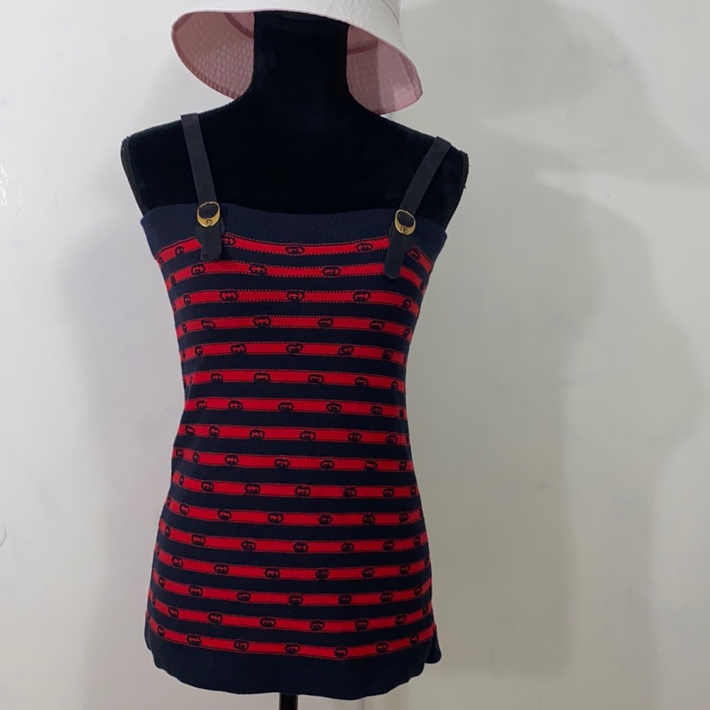 GUCCI
Knitted Cotton Tank Top In Red Multi